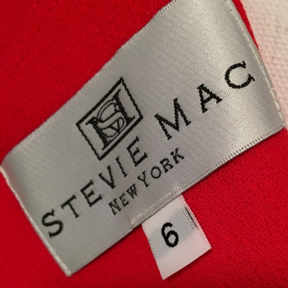 Red long sleeve Stevie Mac dress with bow Sz 4-6 - Picture 2 of 3